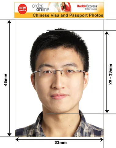 Example guide for Chinese passport and visa photographs